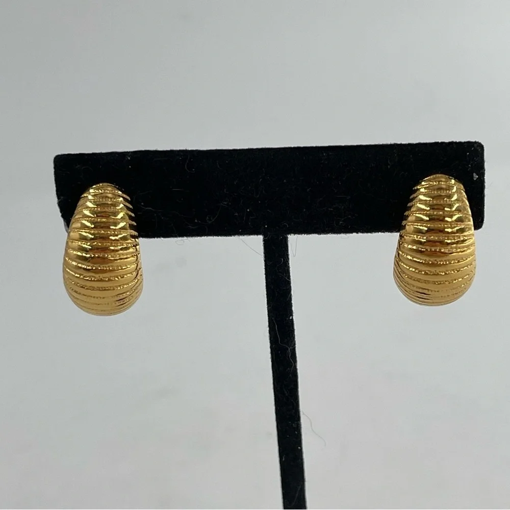 Lot of 7-Variety of Gold-Tone Pierced Earrings (Monet, Robert Verdi Type Brands)
